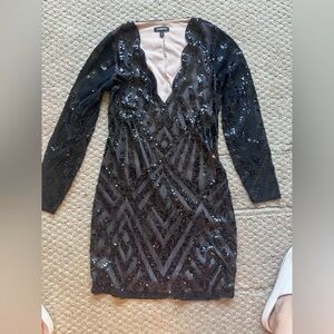 Express sequence long sleeve neck dress